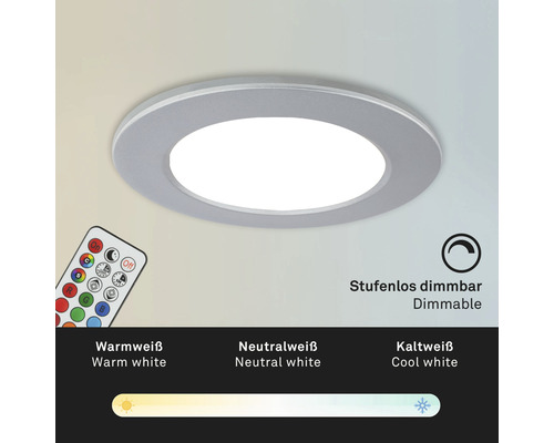 LED inbouwspots set IP65 dimbaar 4,8W 450 lm 3000-6500 K CCT RGB chroom/mat Ø 9,2/6,8 cm 230V 3 stuks met afstandsbediening, geheugenfunctie, nachtlampfunctie, timerfunctie