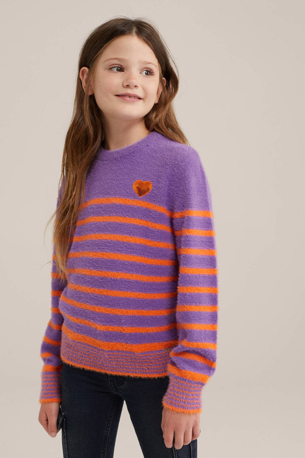 WE Fashion gebreide trui paars