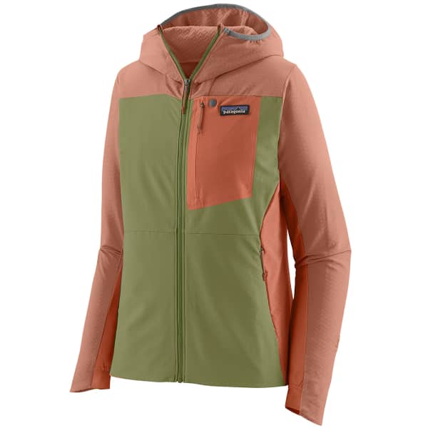 Veste polaire randonnée PATAGONIA W'S R1 CROSSSTRATA HOODY BUCKHORN GREEN