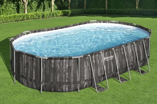 Bestway Zwembad power steel set ovaal hout 610