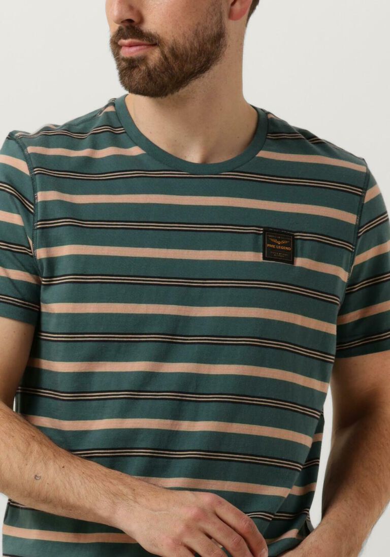 PME LEGEND groene pme legend t-shirt short sleeve r-neck yd stripe jersey