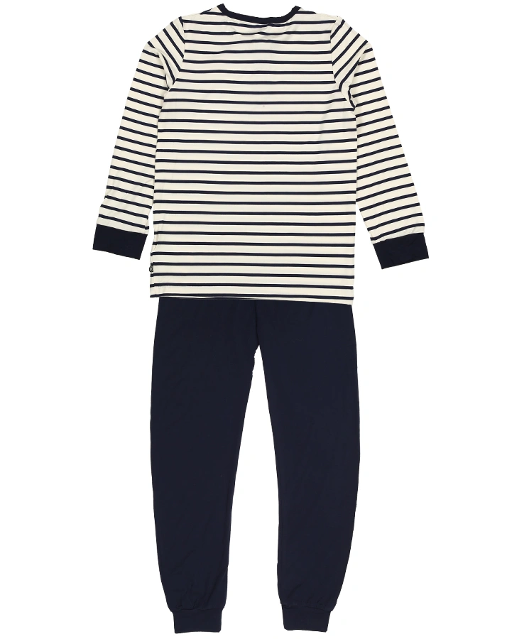 Schlafanzug STRIPED BAMBOO BOY 2-teilig in weiß/marine