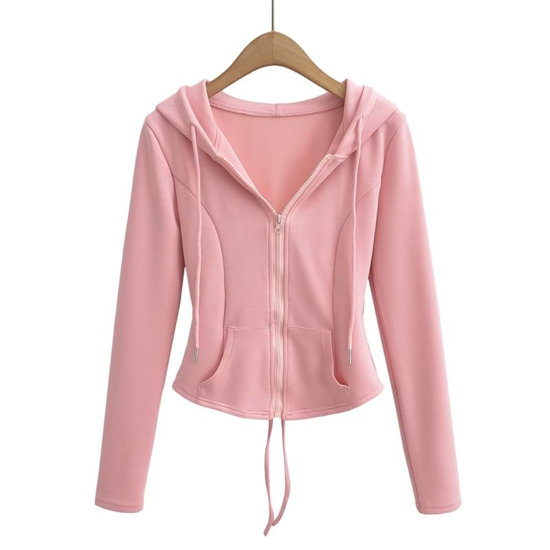 Bazer - Effen hoodie met rits / Hoge taille flared broek