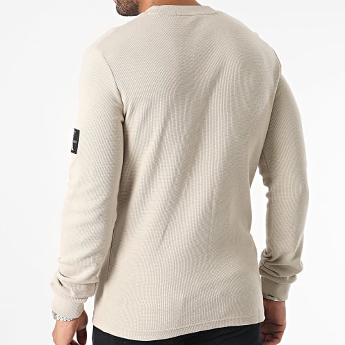 Sweat Crewneck Monogram Badge Waffle 3485 Beige
