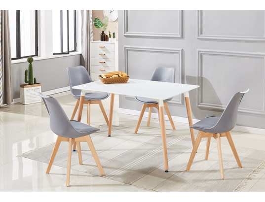 LIFE INTERIORS - Ensemble table et chaises Ensemble salle à manger moderne lorenzo - table blanche + ...