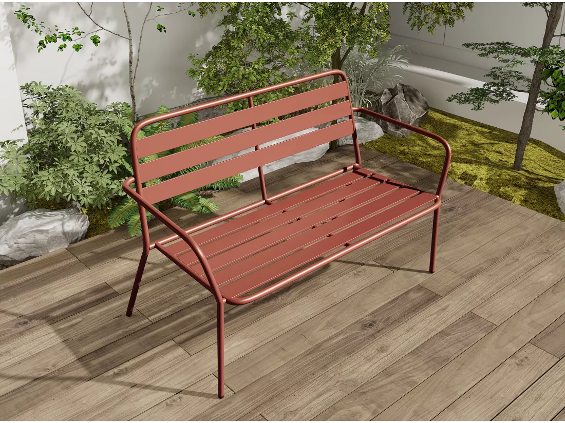 Banc de jardin en métal - Terracotta - MIRMANDE de MYLIA