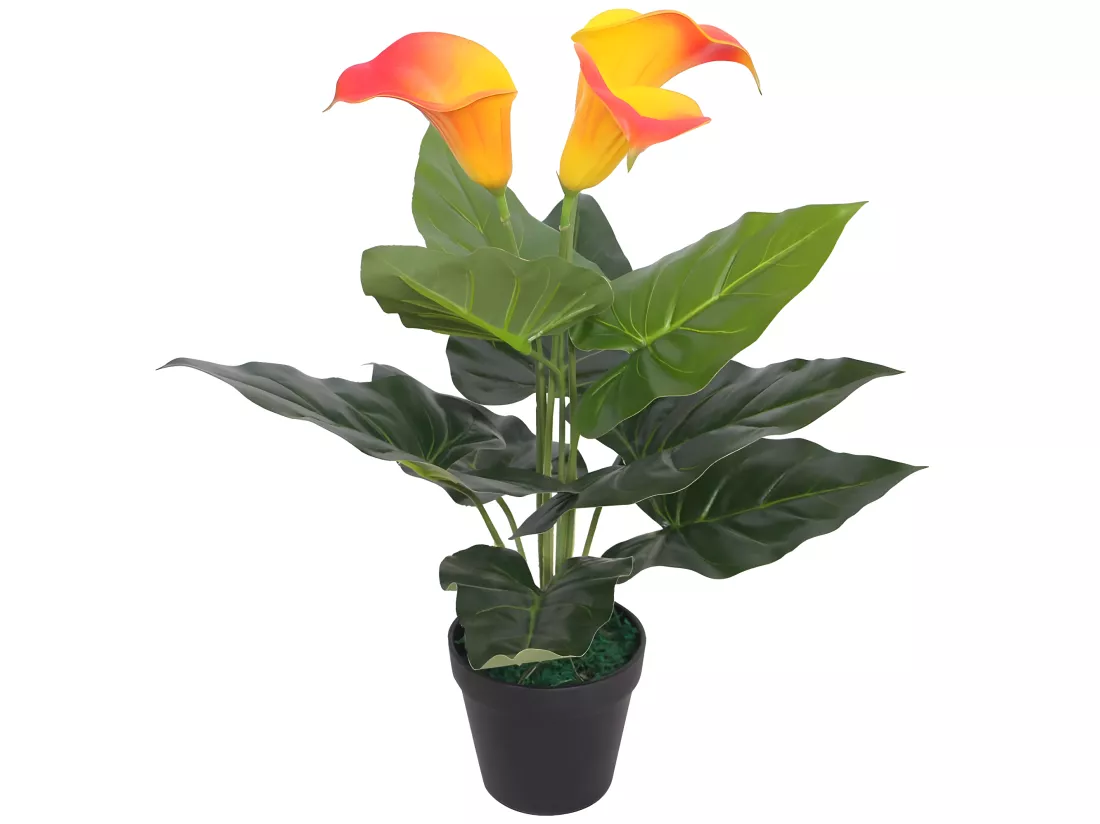Plante artificielle avec pot jaune 8.5 x 12.5 x 45 cm DEC021923