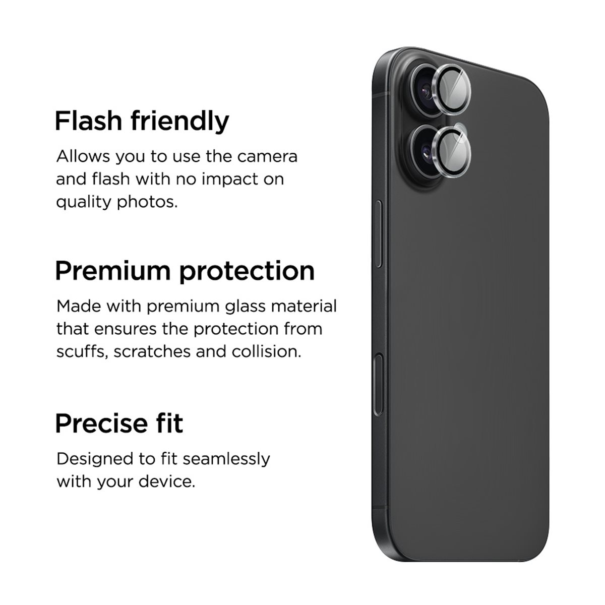 iPhone 16 / iPhone 16 Plus Mountain Glass Lens Ring Clear Kameralinsen Schutzring Case Friendly (EGSP01003)