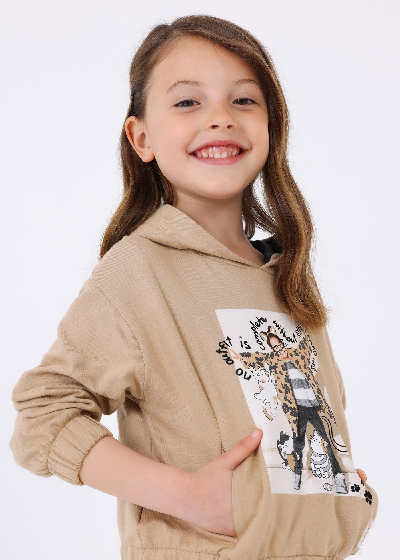 Conjunto de moletom de algodão de duas peças para meninas