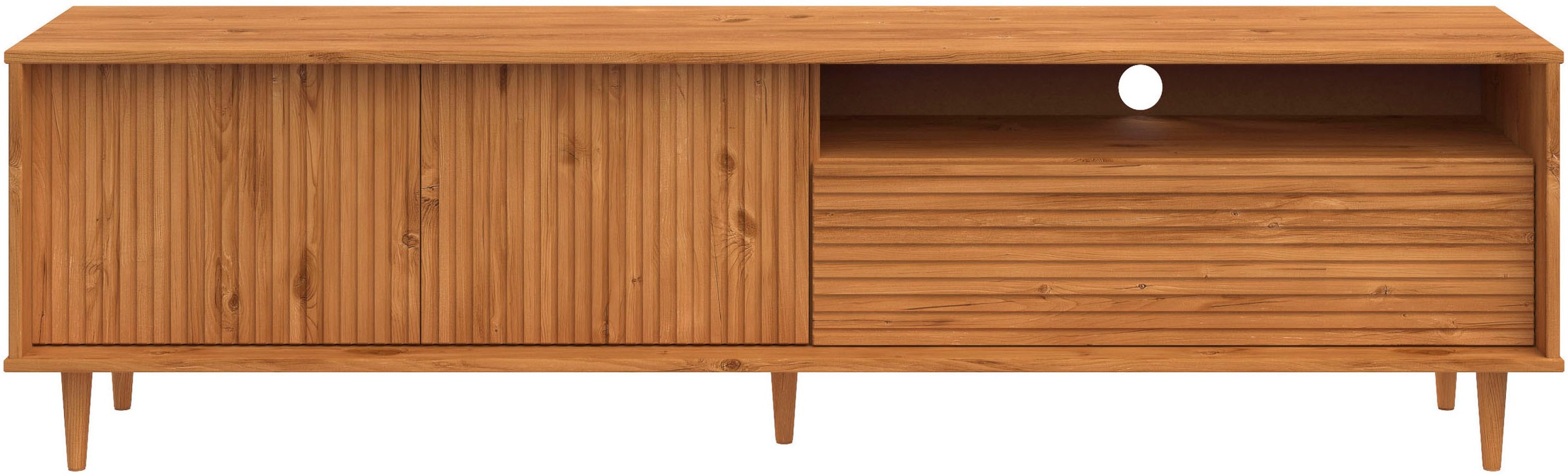 INOSIGN Lowboard »Malmedy  Front mit gefrästen Rillen« TV-Kommode aus massivem Kiefernholz, Push-to-open, Breite 180 cm
