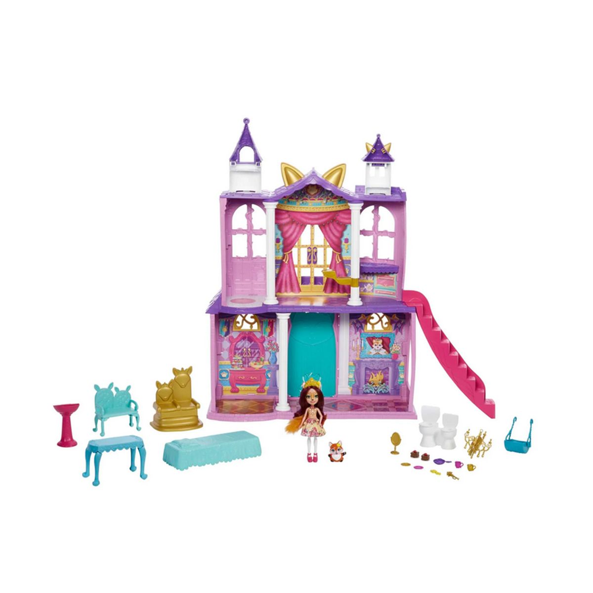 Mattel HCG59 - Royals Enchantimals - Ballzauber-Schloss mit Zubehör, ca. 66 cm