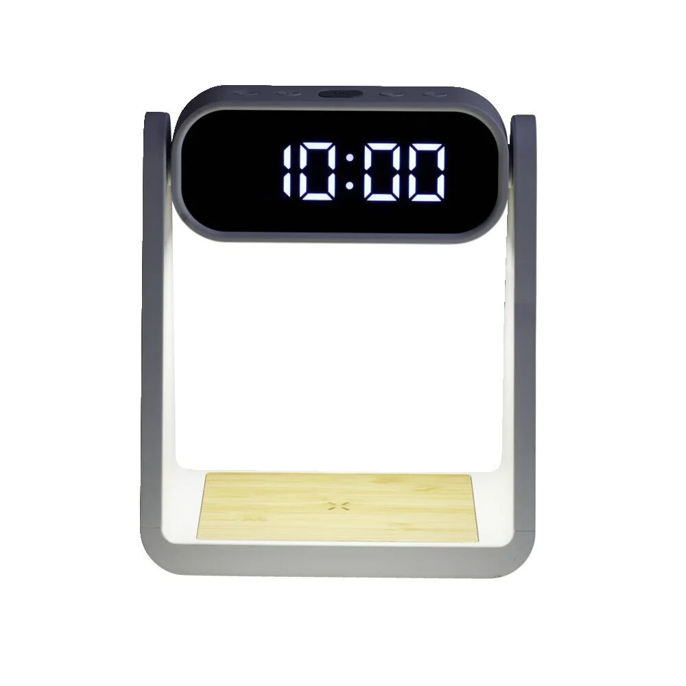 Lampe LED 3en1 horloge numérique et chargeur à induction