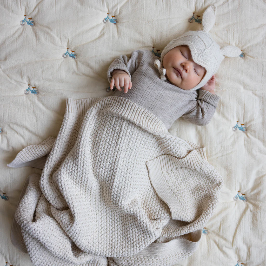 Harper Baby Striktæppe - GOTS - Off White