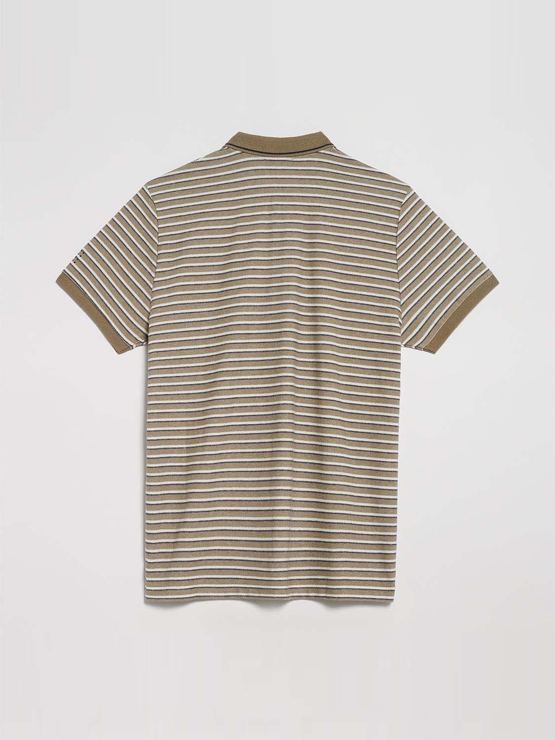 Polo Homme A Rayures Coton Lichen