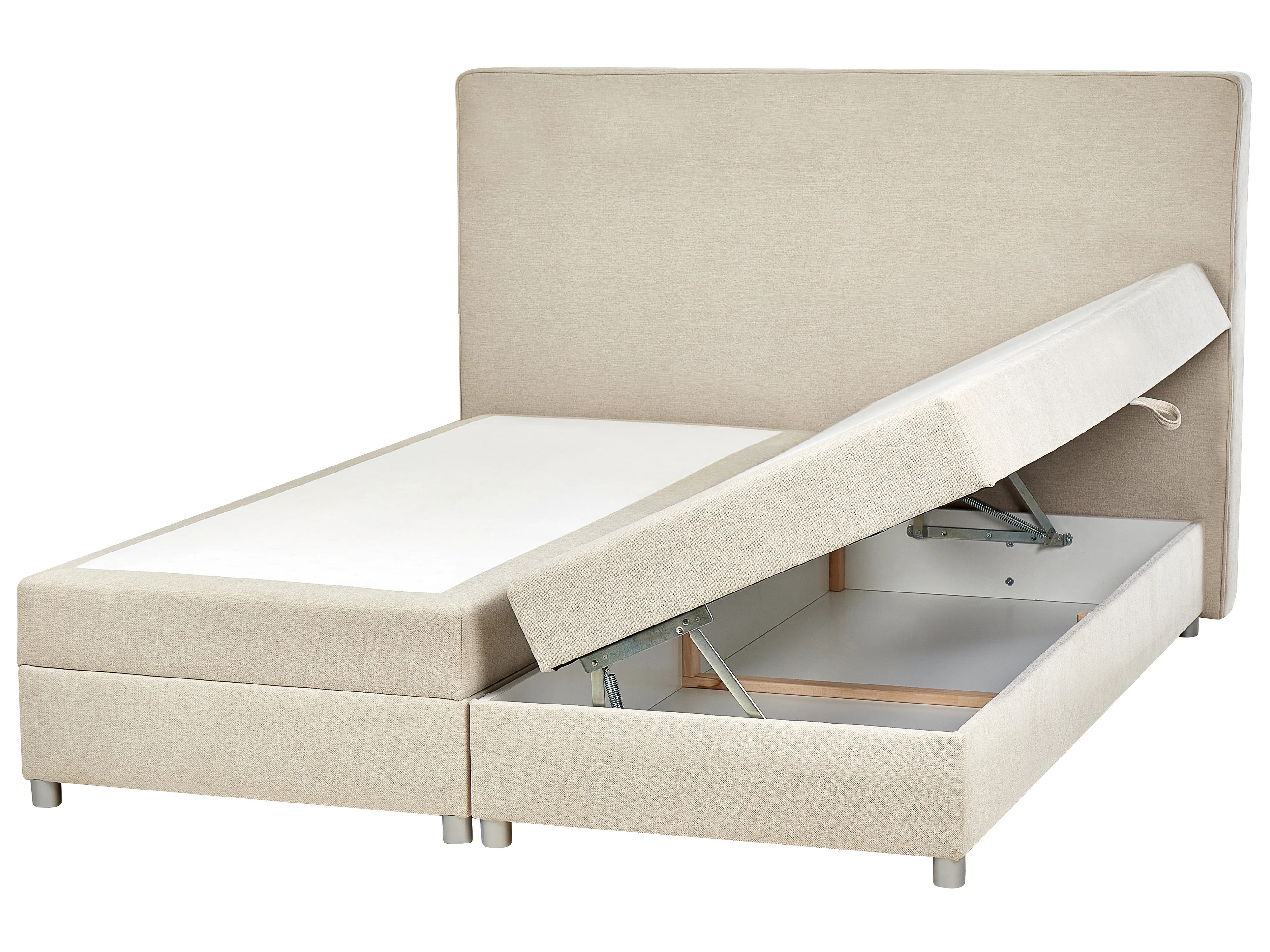 Boxspring met opbergruimte Stof MINISTER 180 x 200 cm Lichtbeige