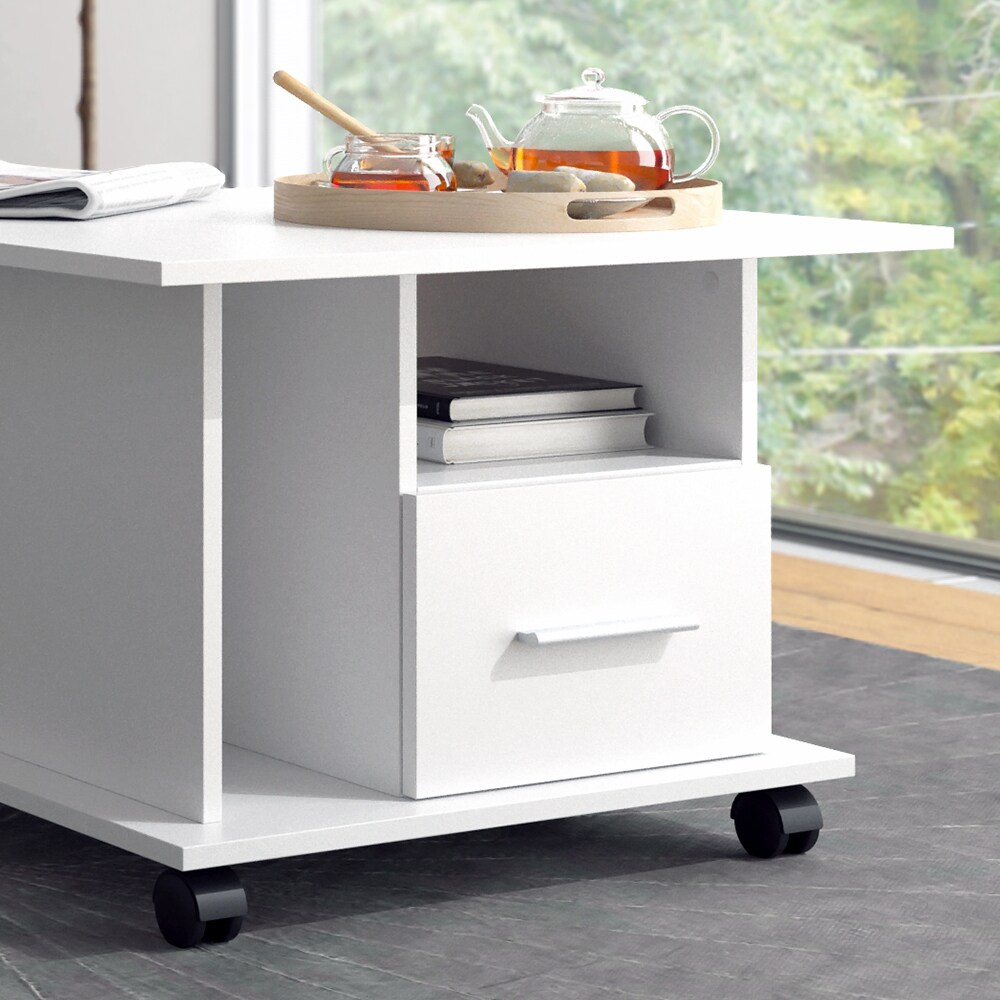 Vicco Couchtisch Sofatisch Beistelltisch Ender Weiß Wohnzimmertisch Schublade
