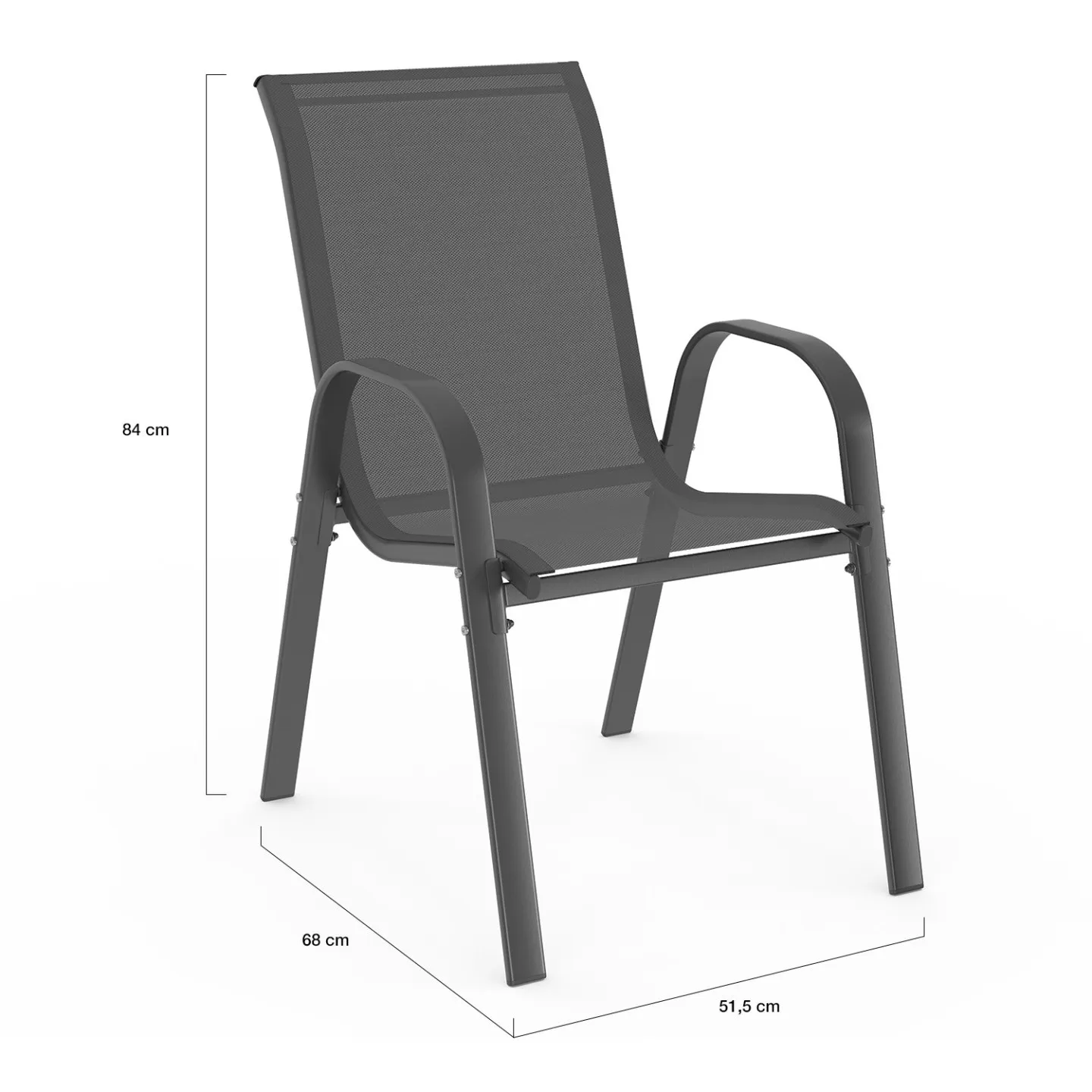 Salon de jardin MADRID table 240 CM et 10 chaises empilables gris anthracite plateau clair