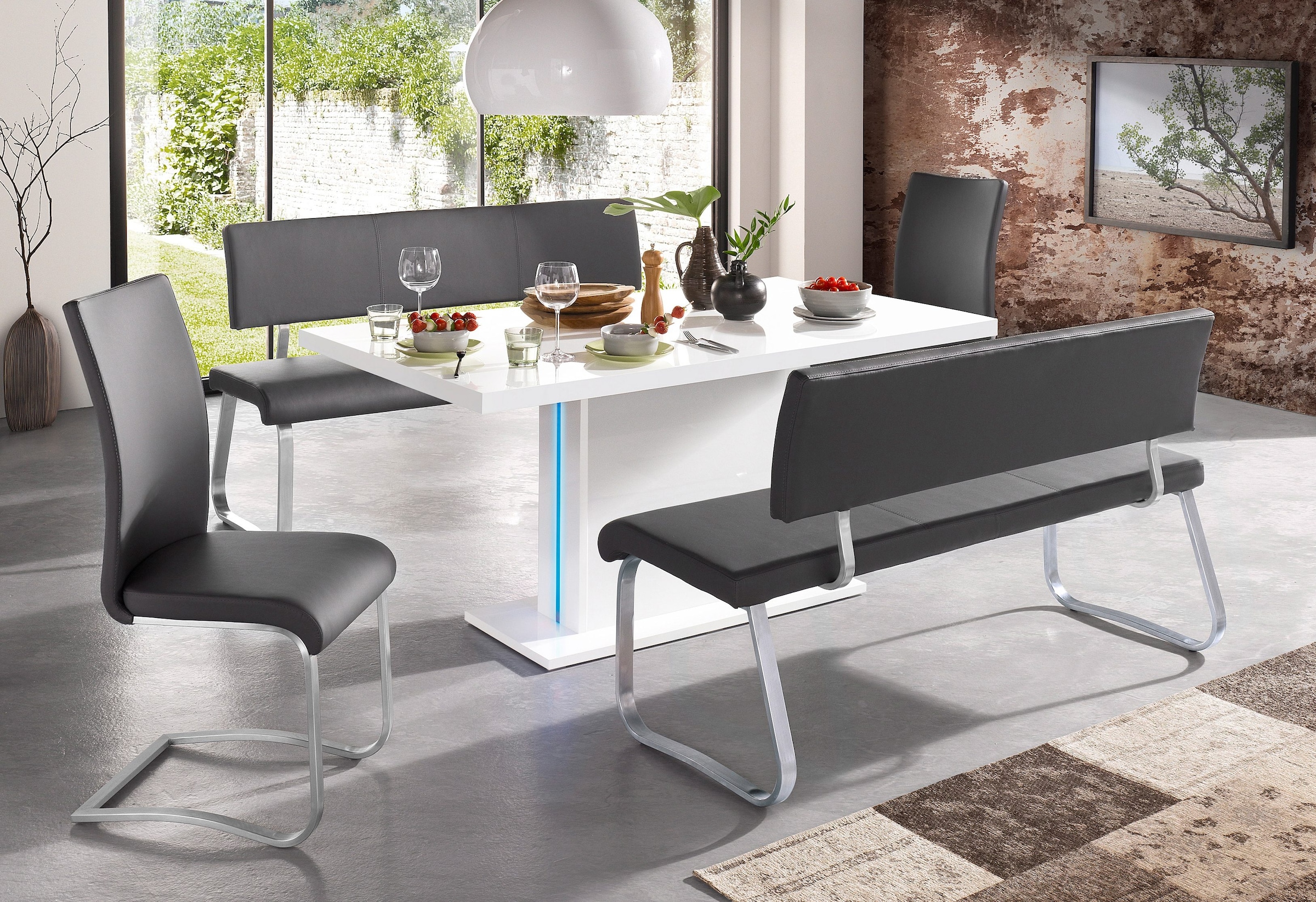 MCA furniture Freischwinger »Arco« (Set) 2 Stk.Stuhl mit Echtlederbezug, belastbar bis 130 Kg