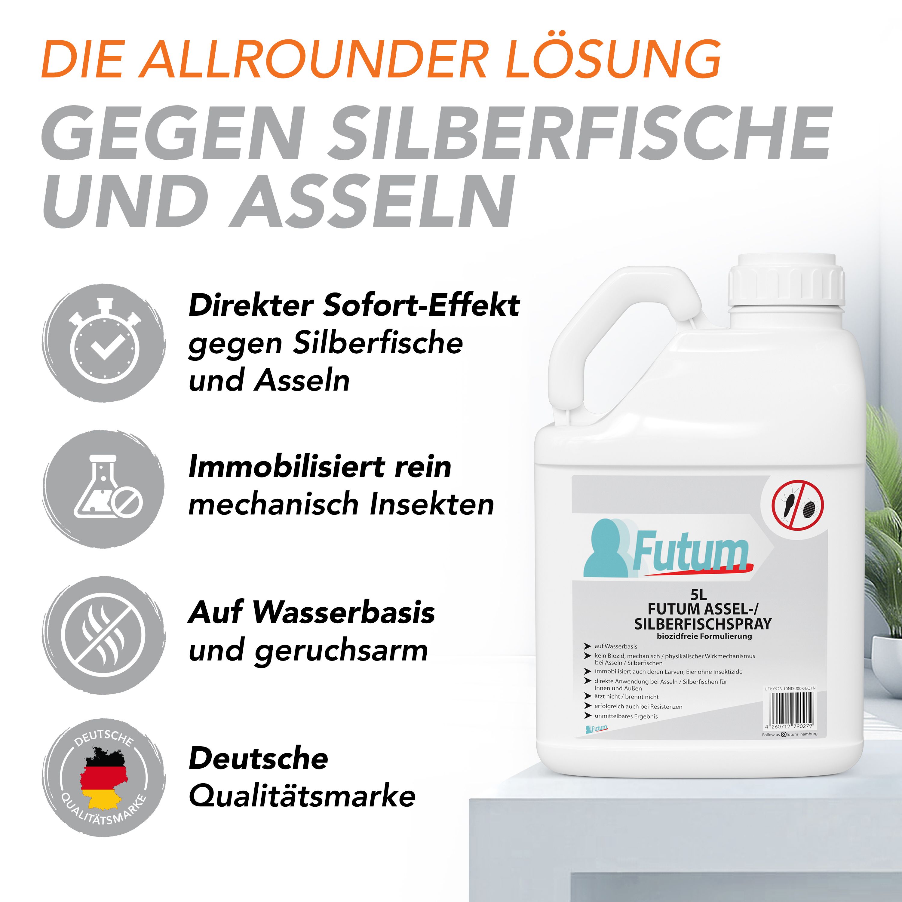 FUTUM 5L Silberfisch- / Asselspray + TRIGGER