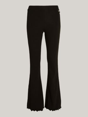 Calças legging flare compridas com babados