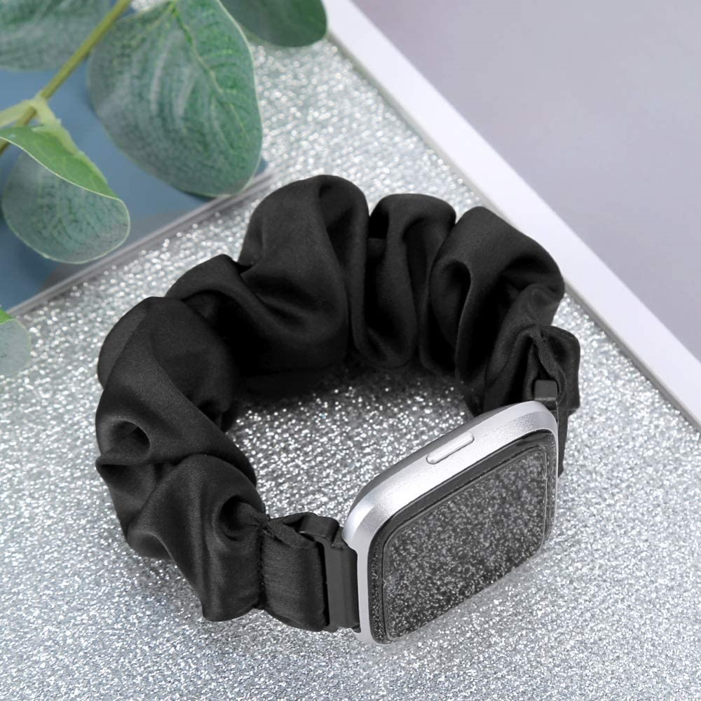 Apple Watch (49/46/45/44 mm) Stoff Ersatz Armband Scrunchie (Gelenkumfang: 175-230mm) - Schwarz