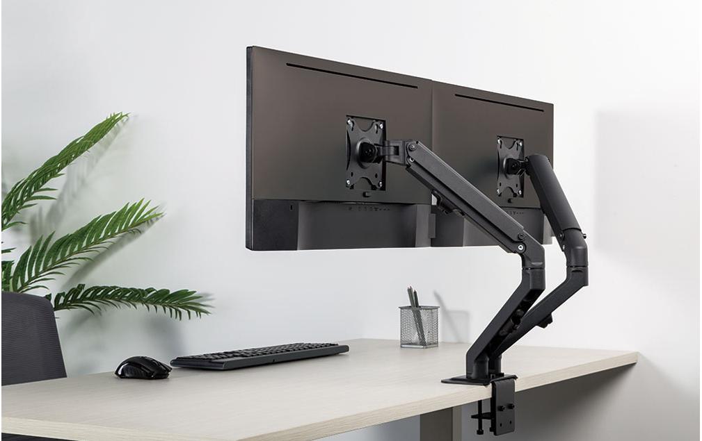 Tischhalterung FPMA-D650D bis 7 kg – Schwarz<br>Vollbewegliche Tischhalterung für zwei Flachbildschirme bis zu 27 Zoll