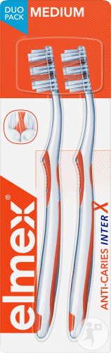 Elmex Brosse À Dents Anti-Caries InterX Medium 2 Pièces
