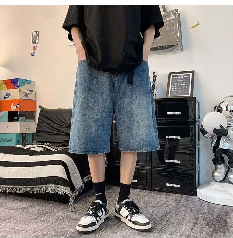 Femilina - Set: Mid Rise Washed Wide Leg Jorts + Belt