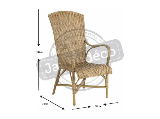 Fauteuil en manau et lame de rotin antique