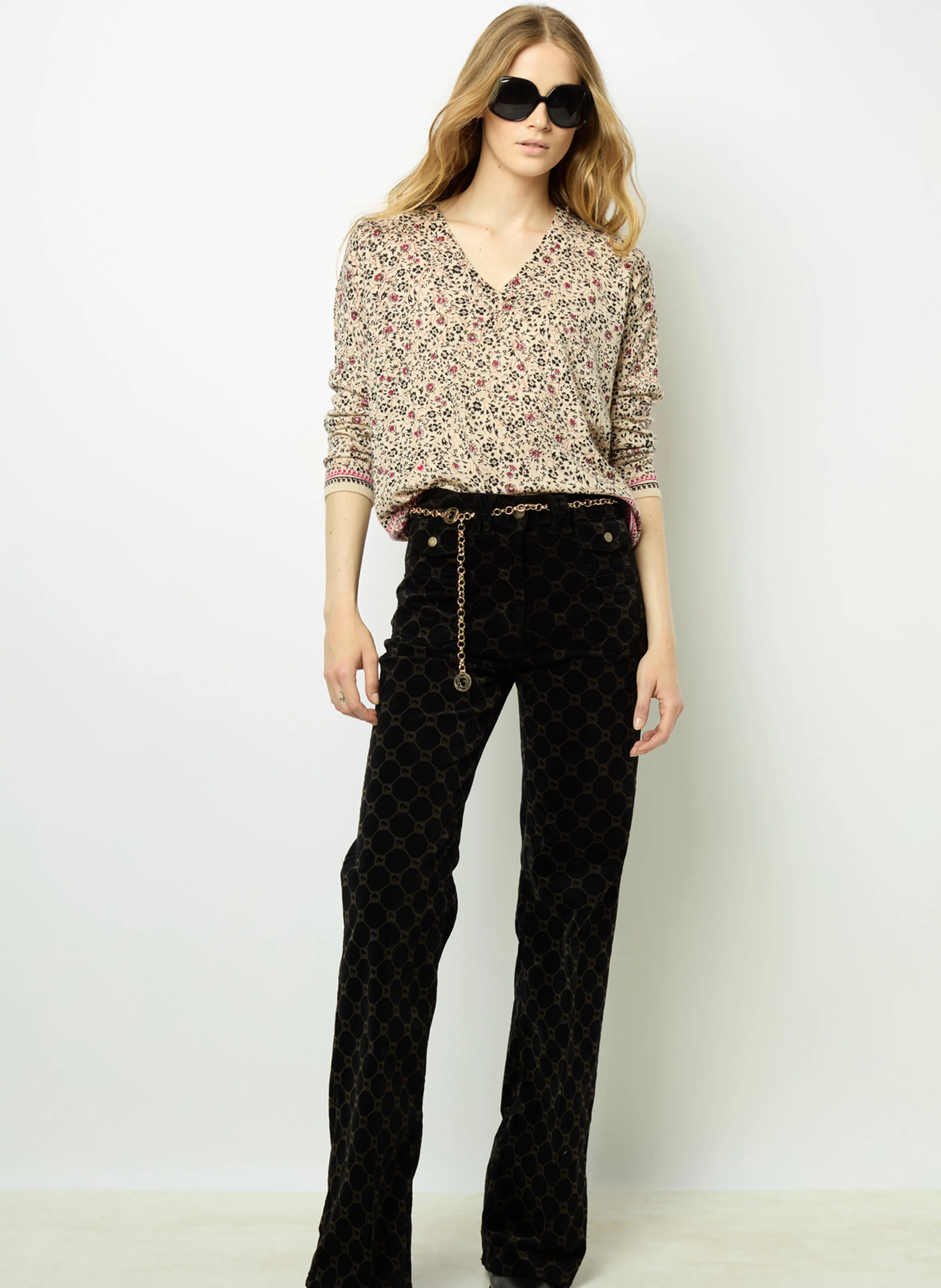 JOSIANE - Pull col V en laine | Beige