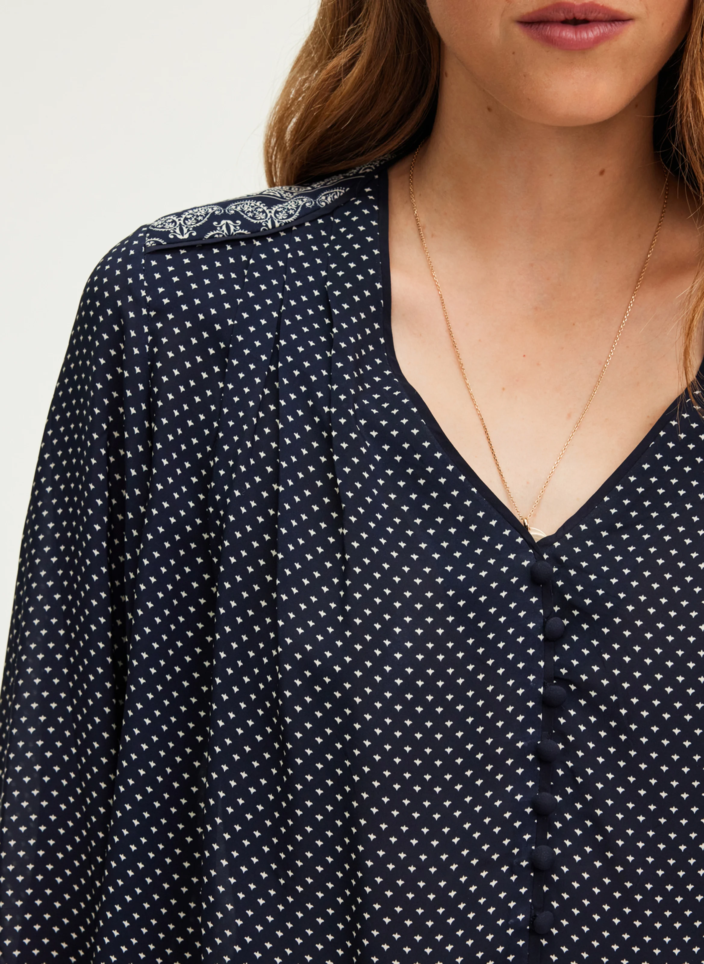 BELYS - Blouse droite fluide imprimée | Bleu