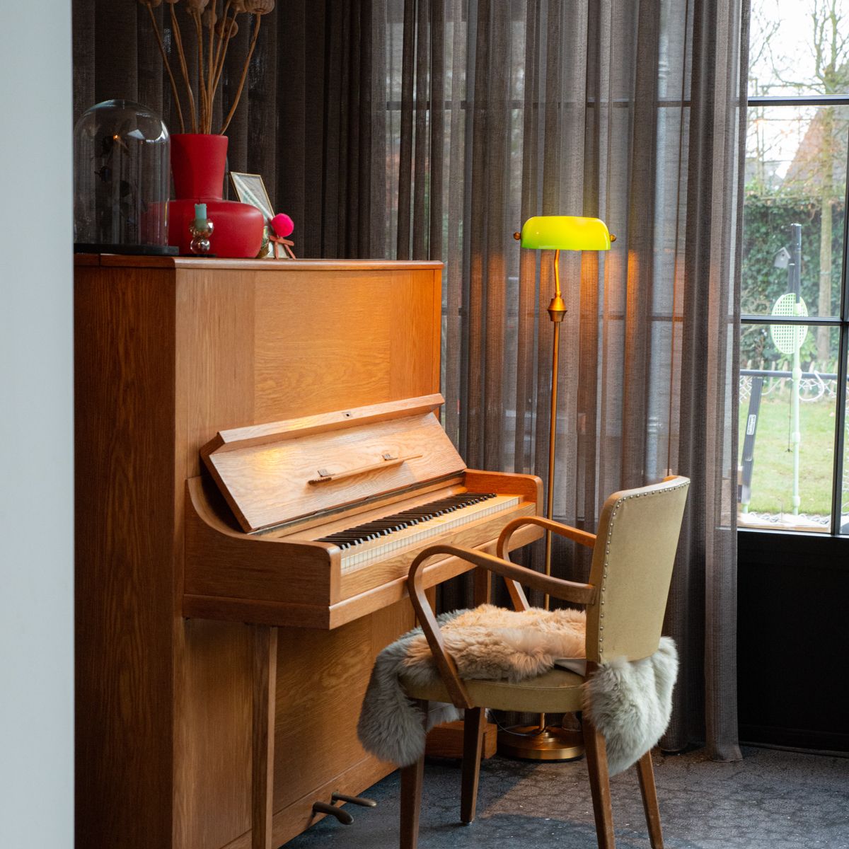 Smart notaris vloerlamp brons met groen glas incl. Wifi A60 - Banker