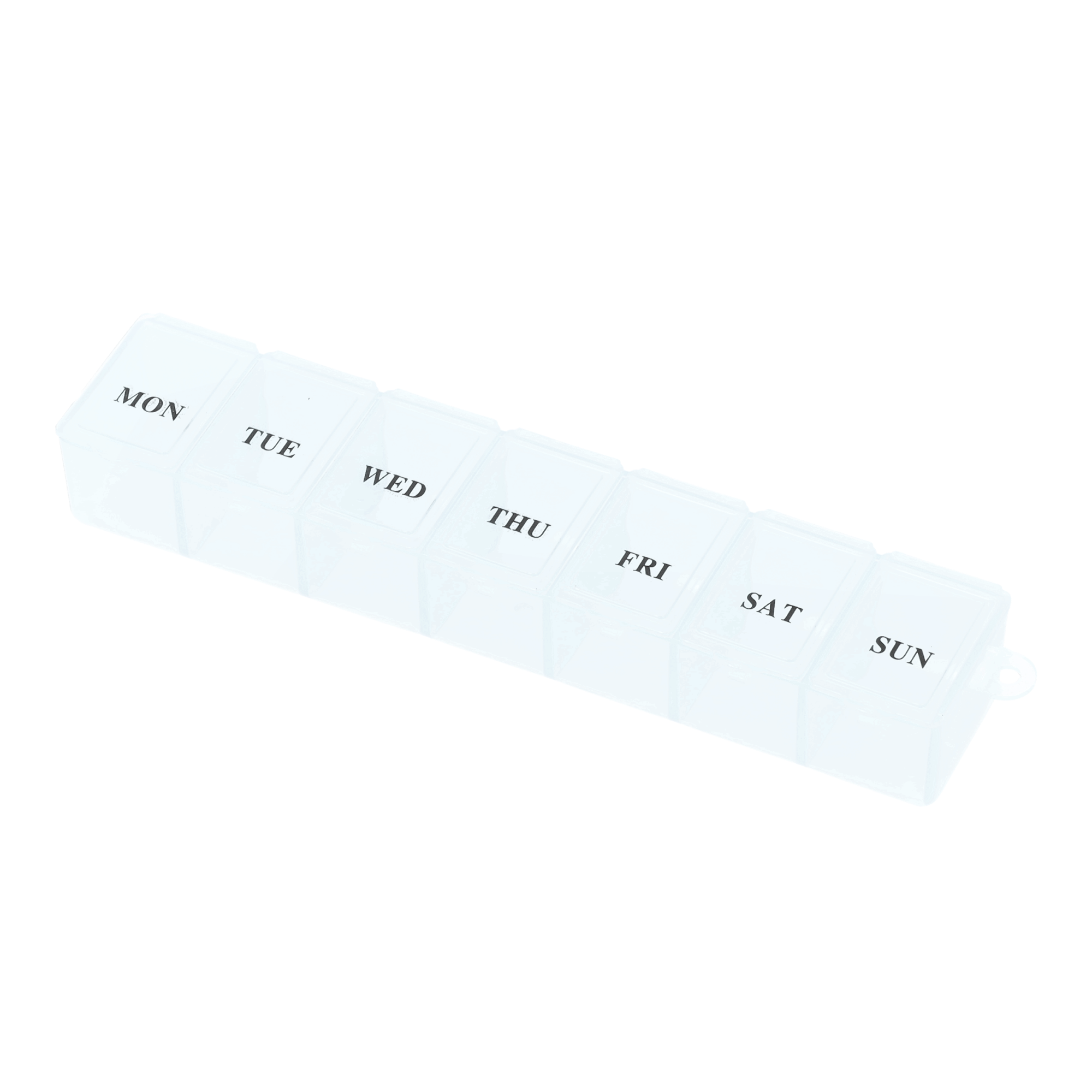 (150x30mm) Medikamenten Dosierer 7 Tage Dosett Tablettenbox Supplements Pillendose   Kugelkette - Transparent