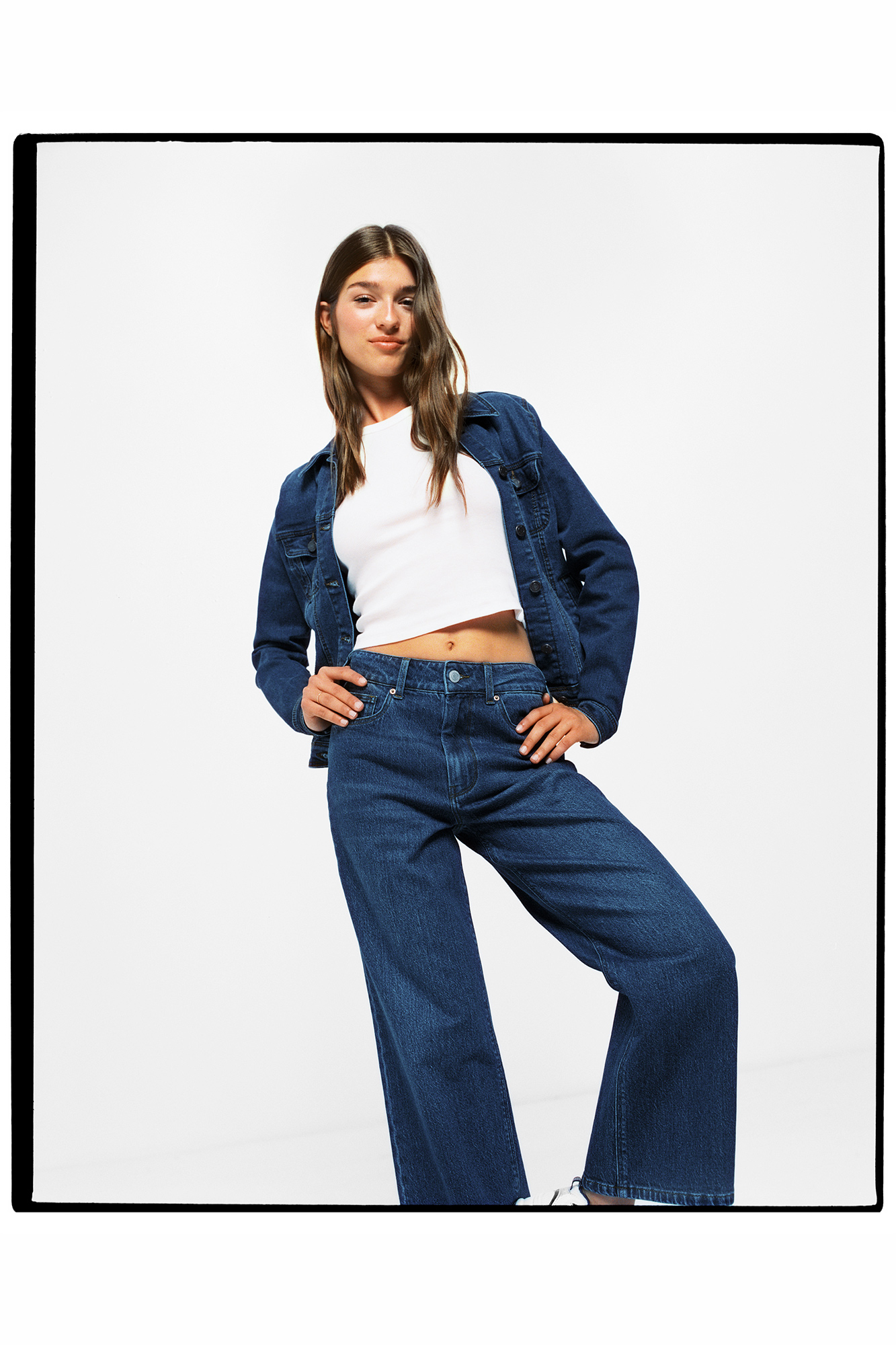 Calça Jeans Culotte com Lavagem Sustentável
