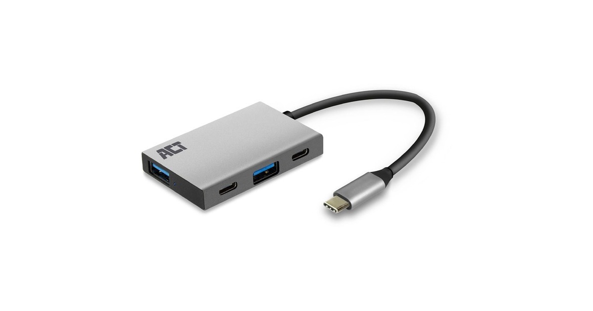 ACT ConnectivityUSB-C Hub 4-Port met 2x USB-C en 2x USB-A usb-hub  (Grijs, 10Gbit/s)