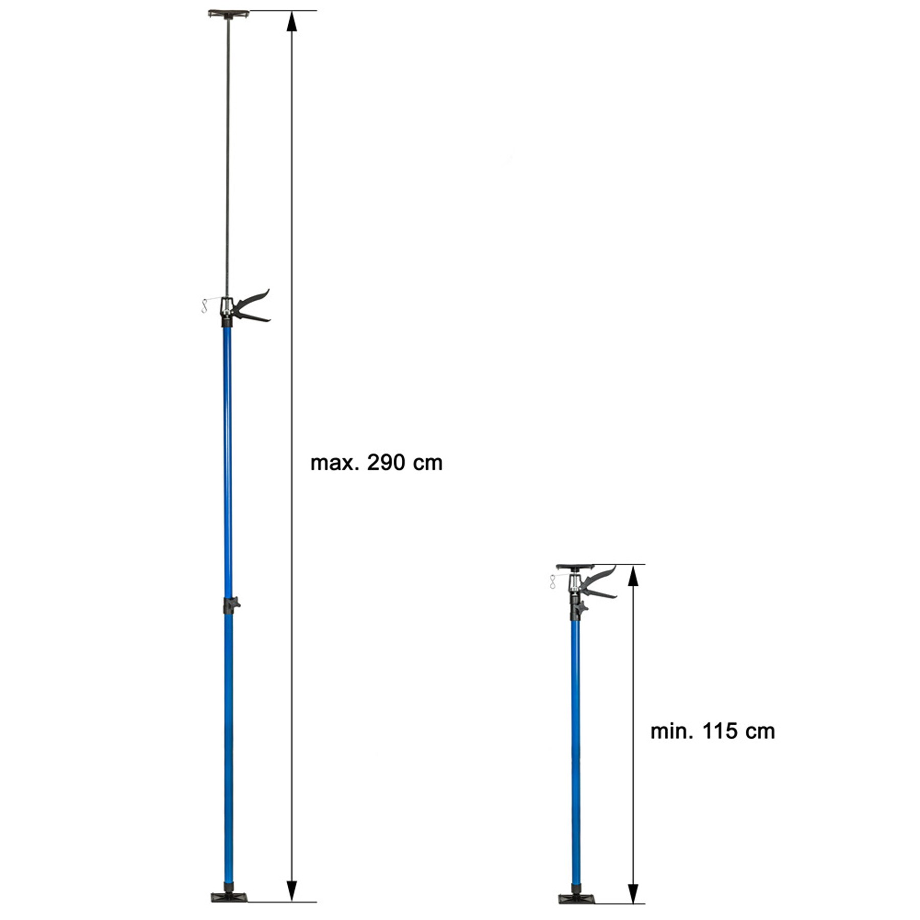 tectake® 2er-Set Teleksopstützen, stufenlos höhenverstellbar, Belastbarkeit 30 kg je Stütze, mit Schnellspannsystem