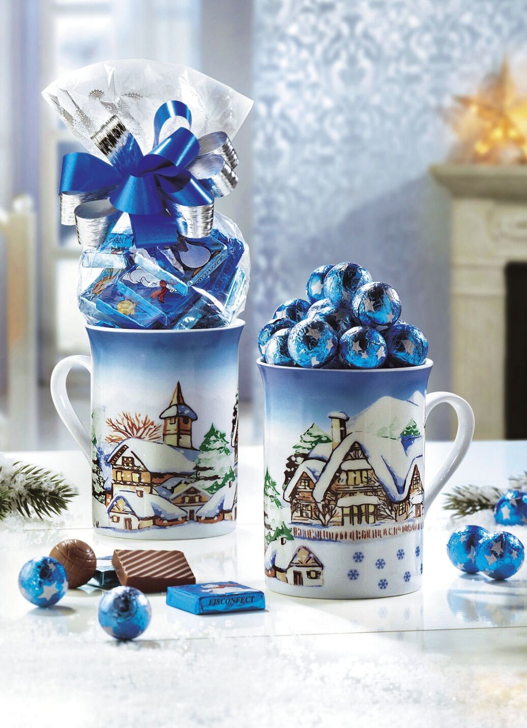 Tassen Winterlandschaft, 2er-Set, mit süsser Füllung