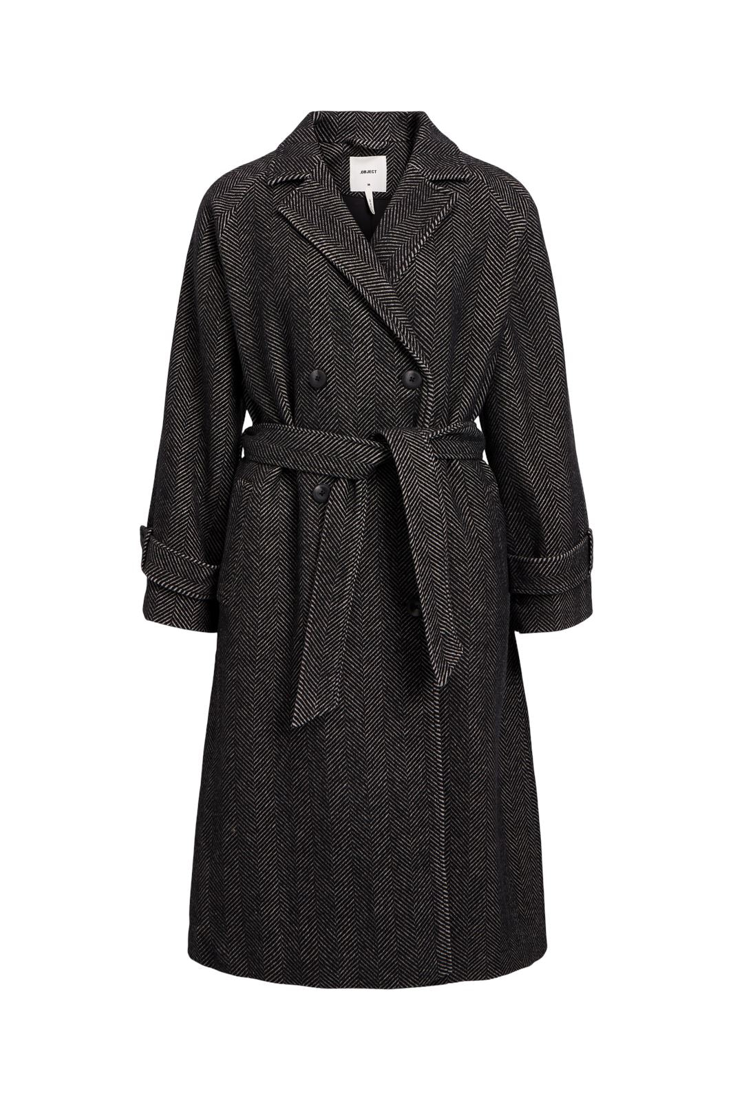 Object Objkeily L/S Coat 4535439 medium grey melange black herringbone