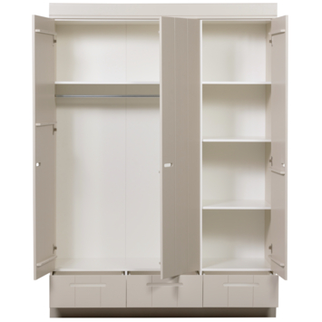 WOOOD kledingkast 3-deurs Connect dust grenenhout 195 x 140 x 53 cm