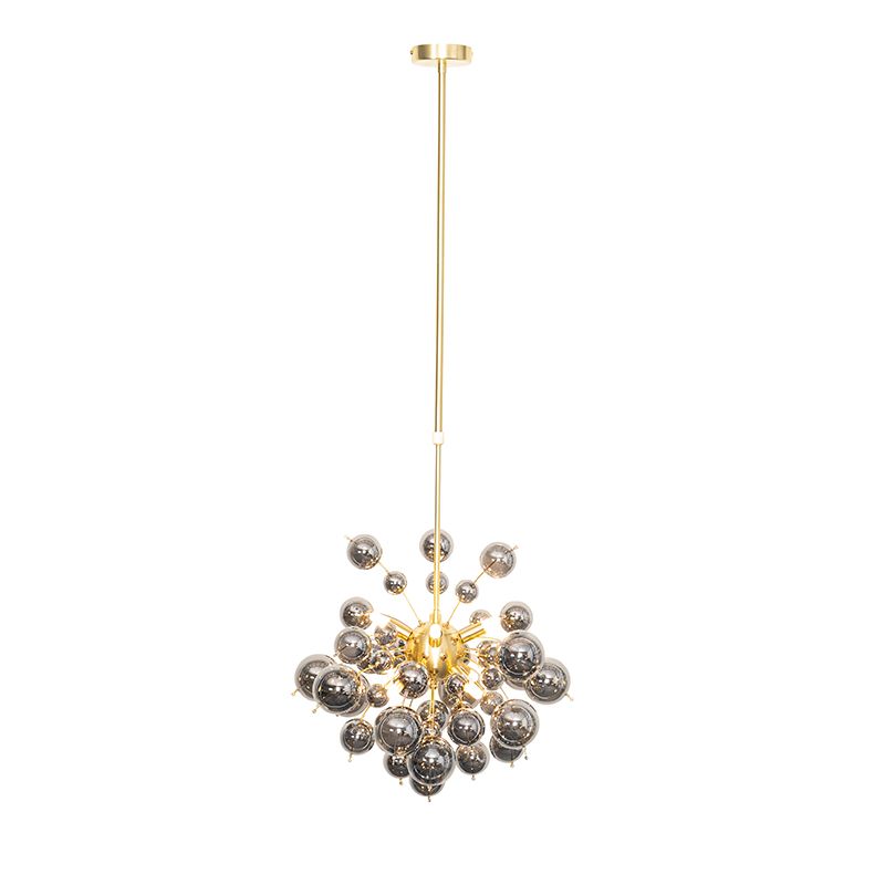 Design hanglamp messing met glas smoke 8-lichts - Explode