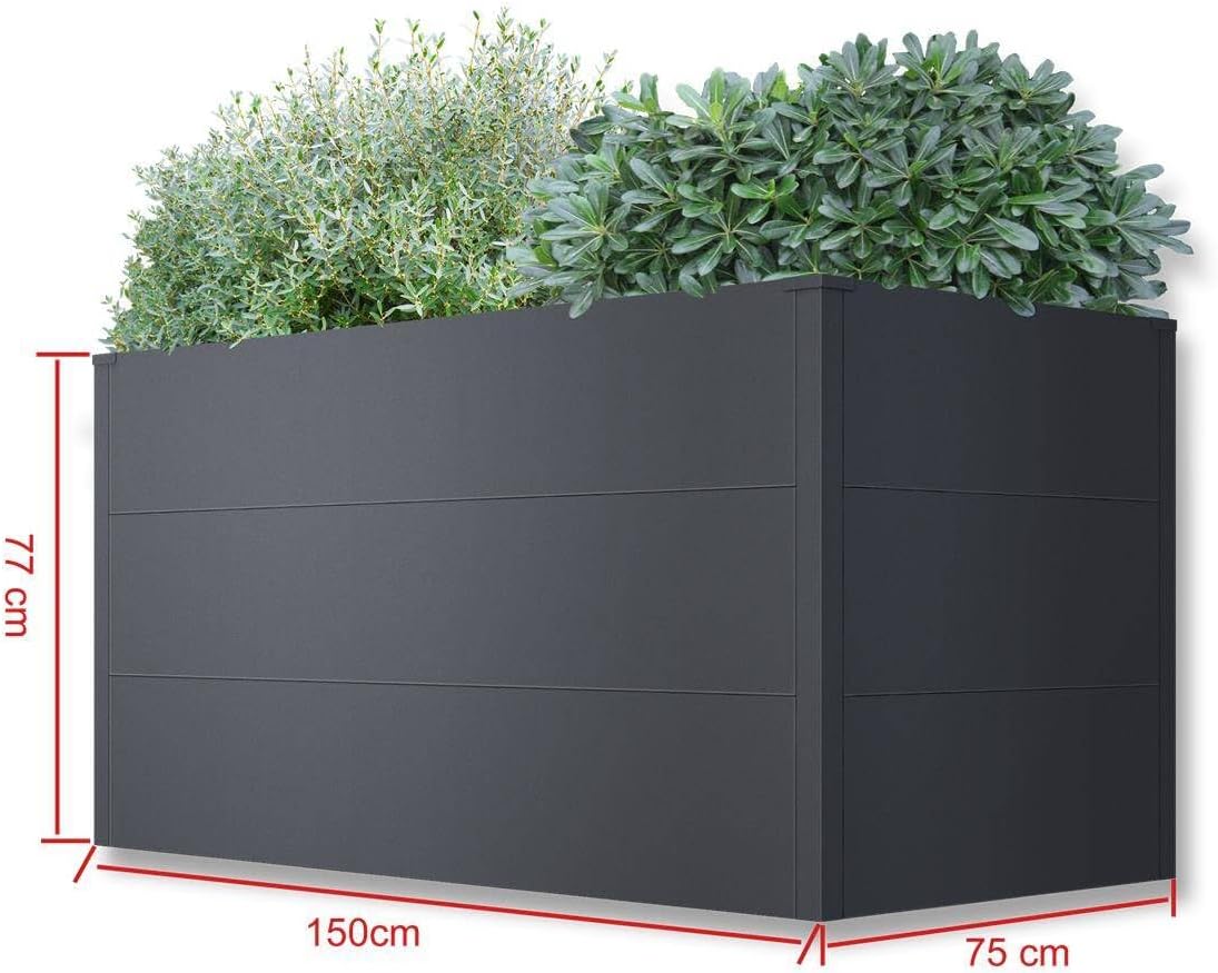 Metzler Hochbeet für den Garten – Stahl in Eisenglimmer | Witterungsbeständiges Metall-Gartenbeet, Pflanzenbeet, Blumenhochbeet | 150 x 75 x 77 cm