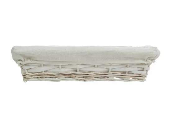 Plateau en osier laqué blanc avec doublure 36x24x8h