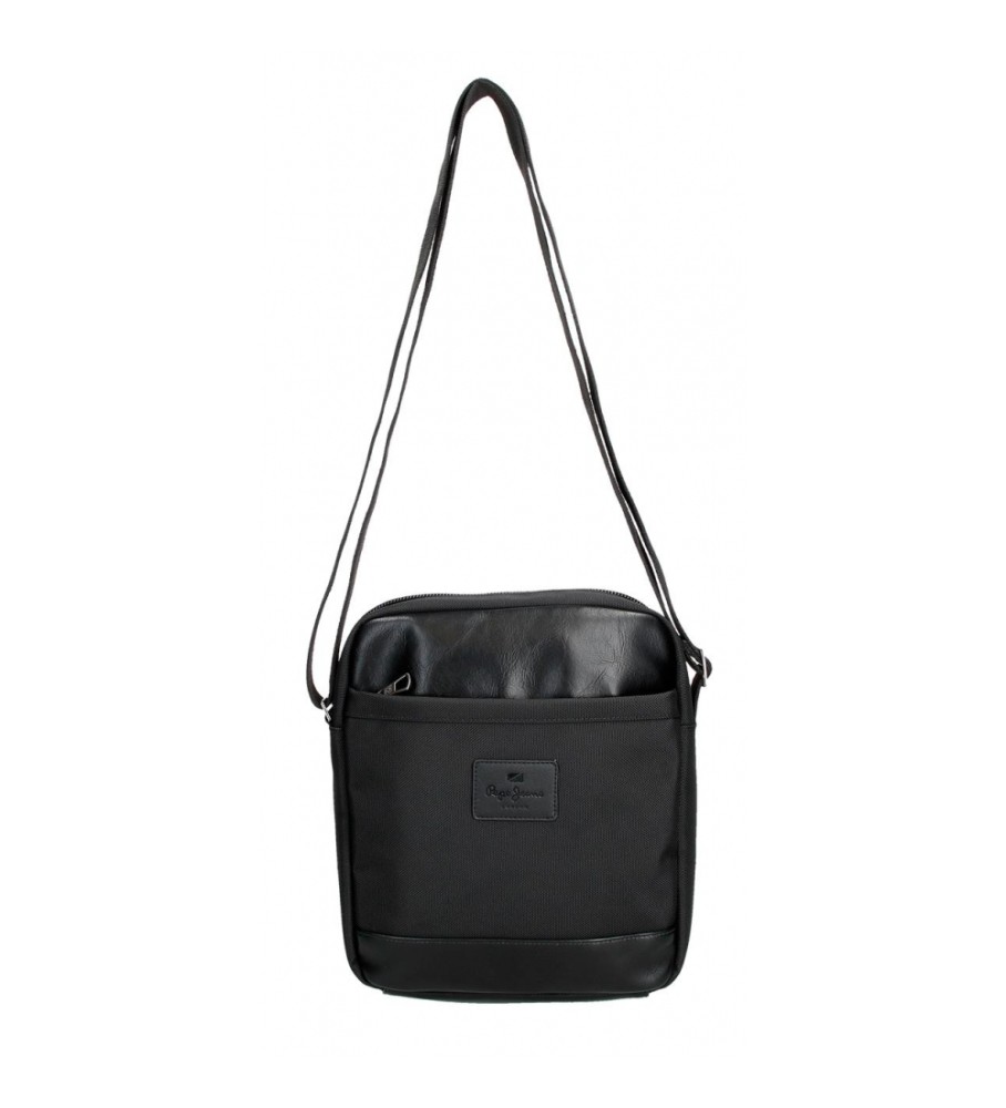 Bolsa de ombro grande Pepe Jeans Sander para tablet, preta.