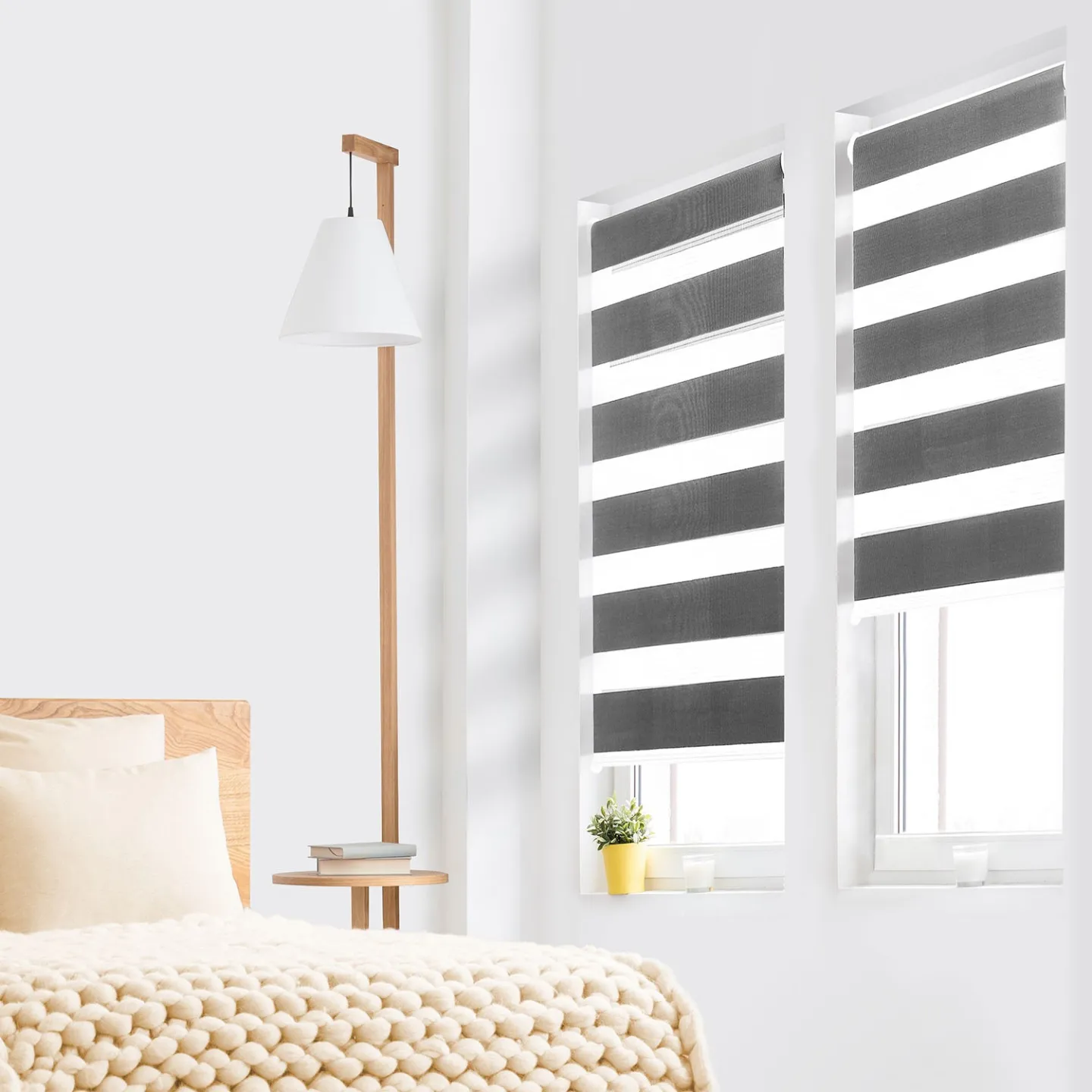 Store enrouleur zébré jour nuit 50 x 150 cm gris
