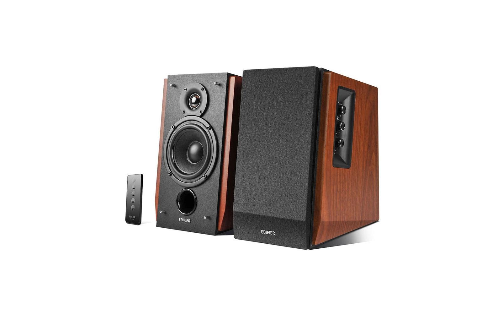 Regallautsprecher Paar R1700BT Braun<br>Aktive 2.0 Regallautsprecher mit viel Leistung, Bluetooth und 2x Cinch-Eingängen