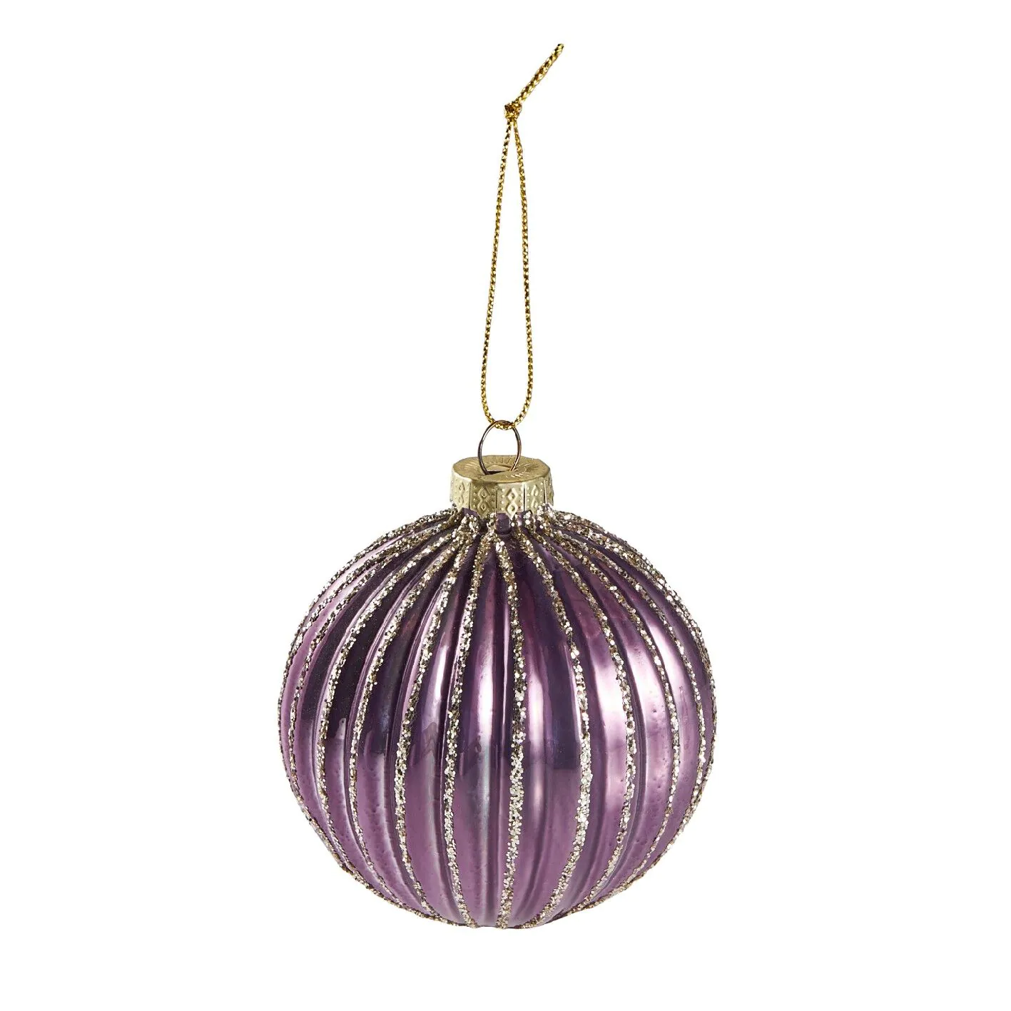 Weihnachtskugel Dekor, Rillen/lila, 8 cm