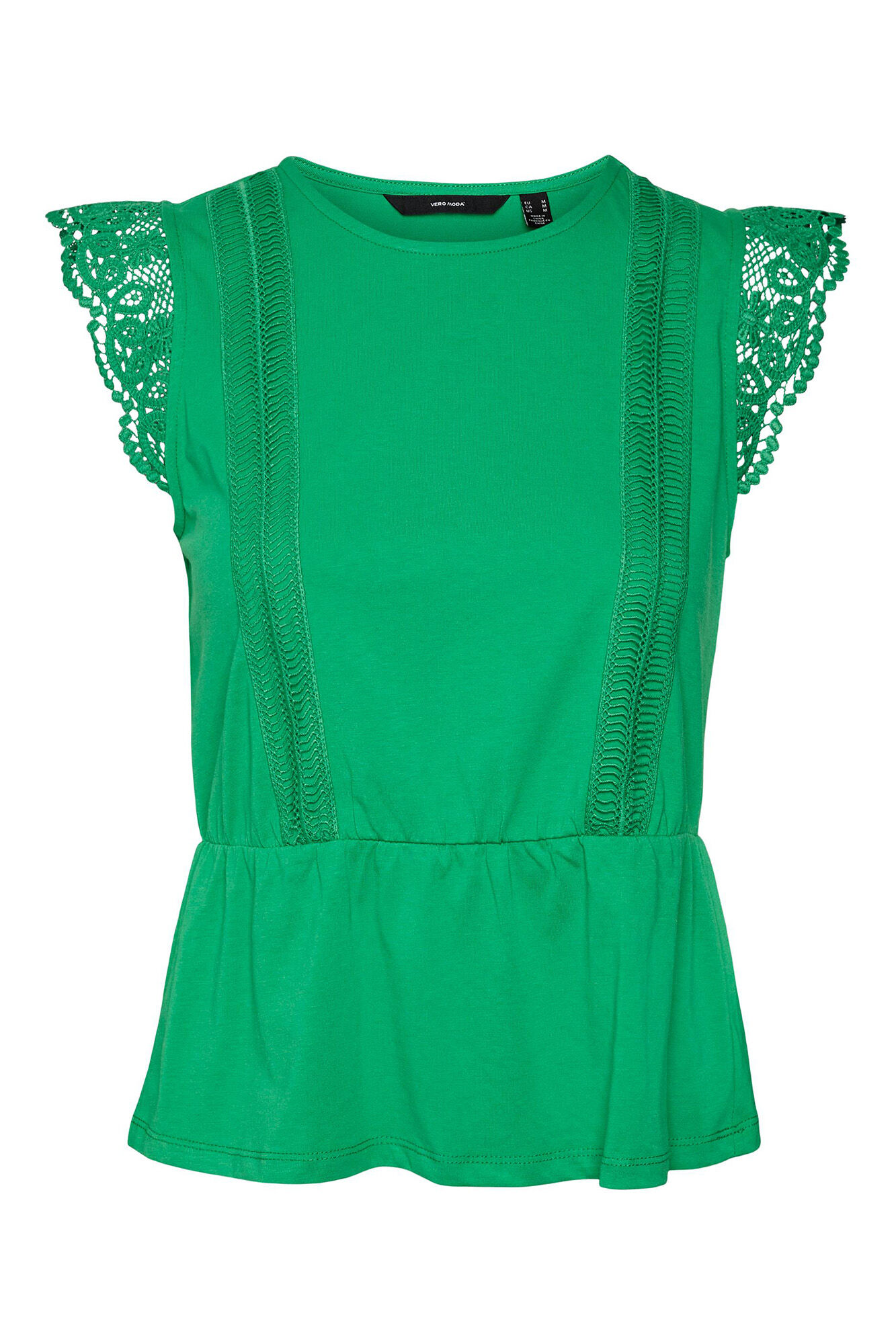 Blusa sem mangas com detalhes em renda - Verde