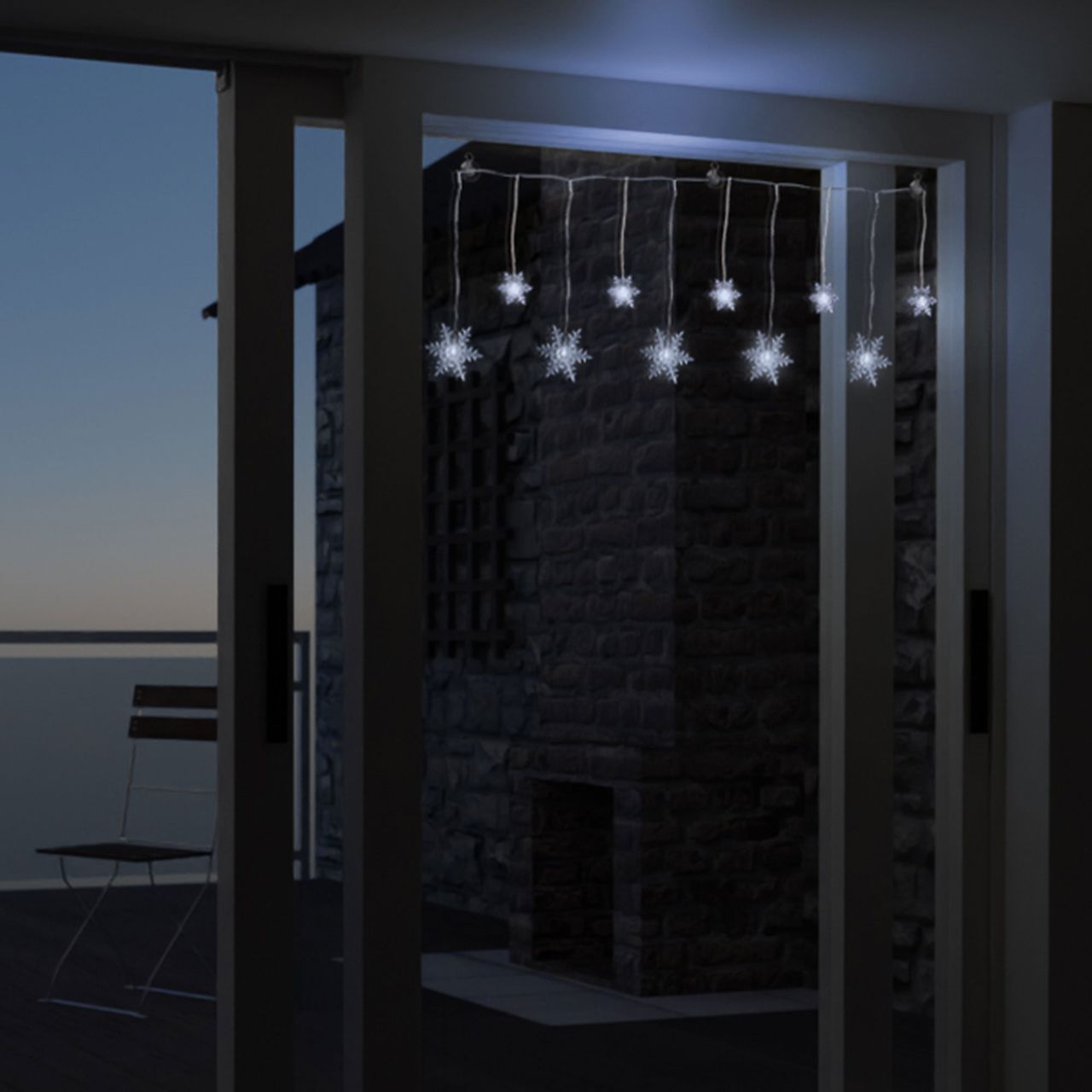 LEX Lichterkette Schneeflocken 10 LED kaltweiß