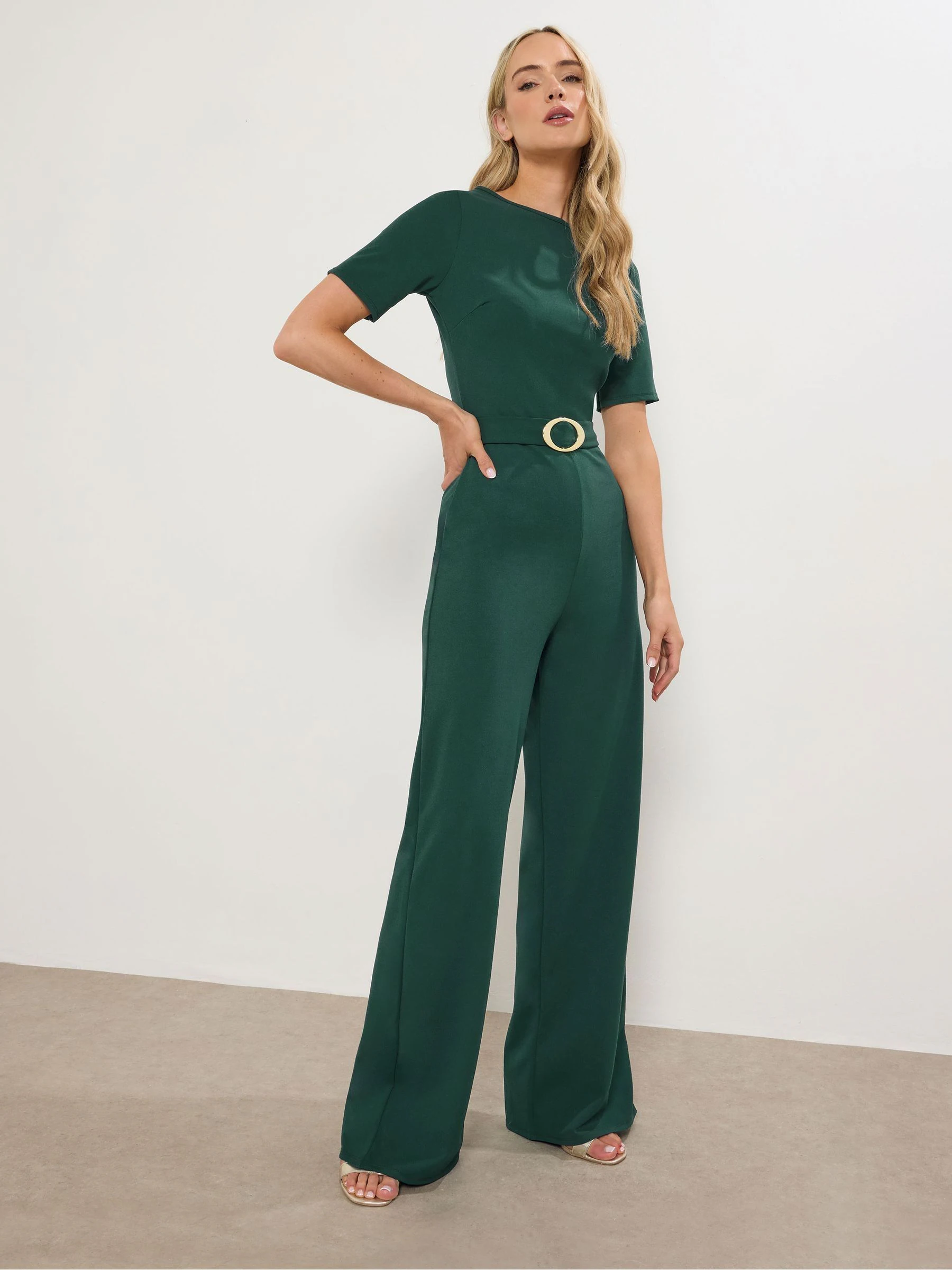 Groen - Long Tall Sally Belted Jumpsuit