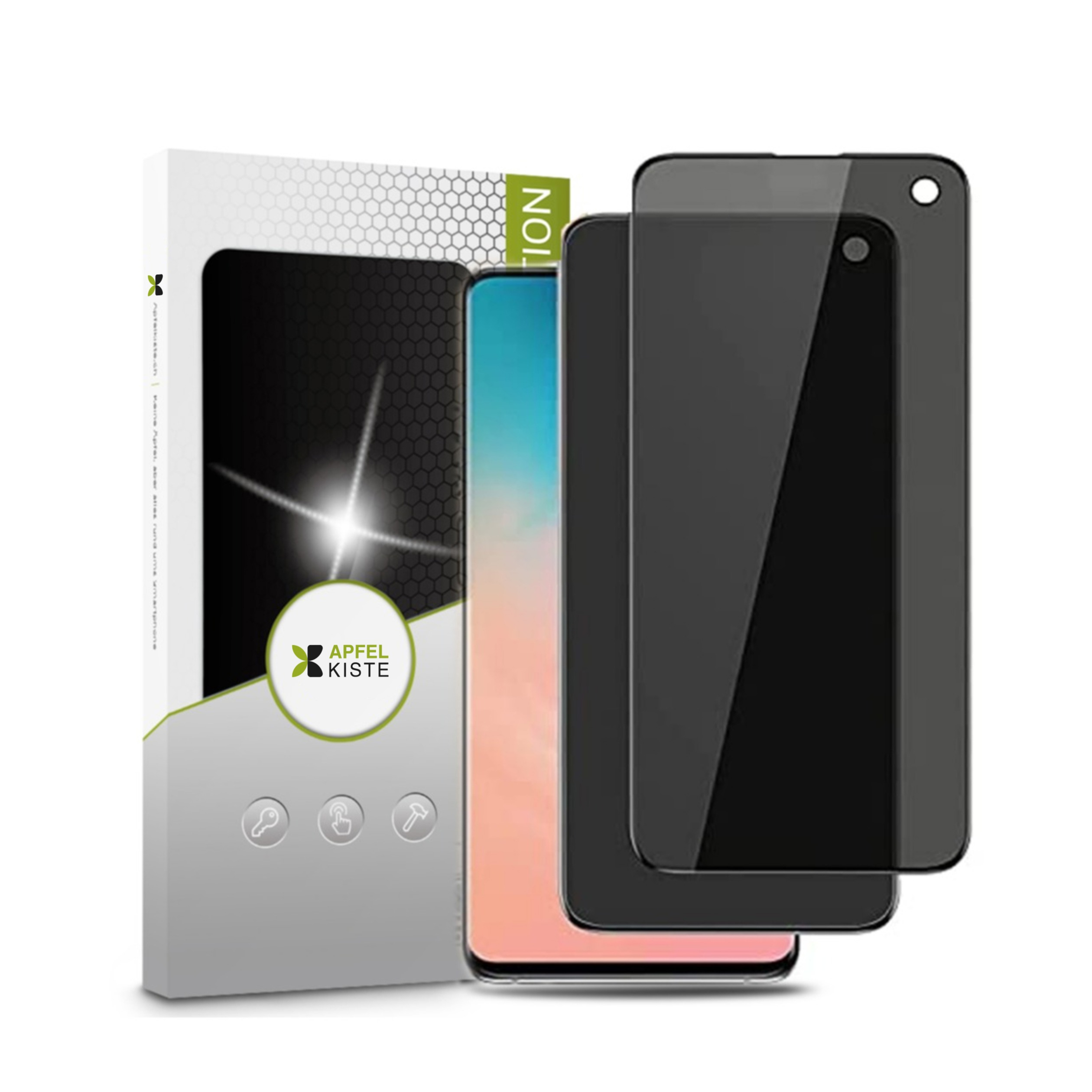 (2er Set) Samsung Galaxy S10 Privacy Panzer Glas Displayschutz Case Friendly